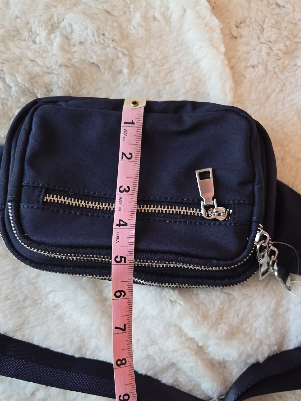 Ladies Navy Canvas Waist Bag with Adjustable Strap - Picture 8 of 11